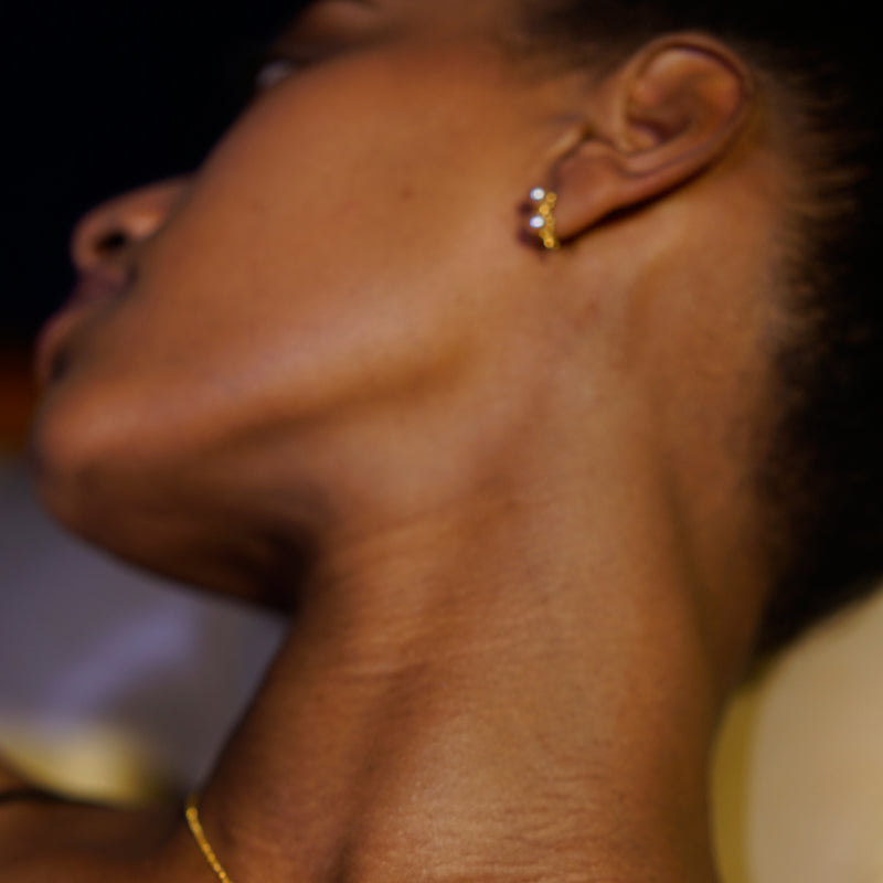 Sun Flower:Double Row Pearl Earrings