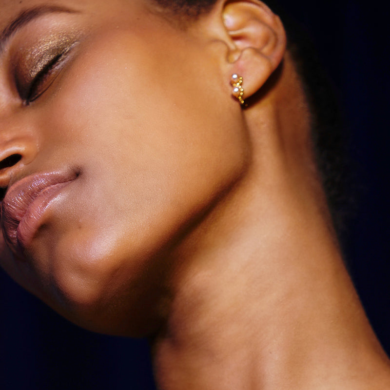 Sun Flower:Double Row Pearl Earrings