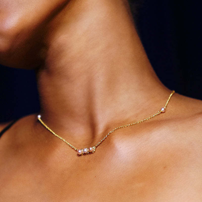 Sun Flower: Three-Pearl Necklace