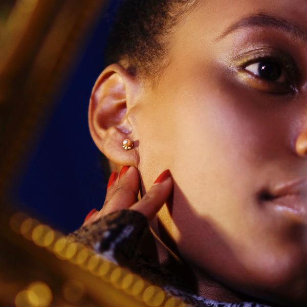 Sun Flower: Single Pearl Earrings