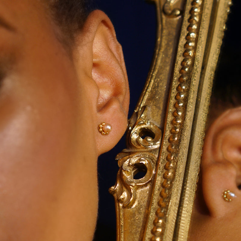 Sun Flower: Single Pearl Earrings