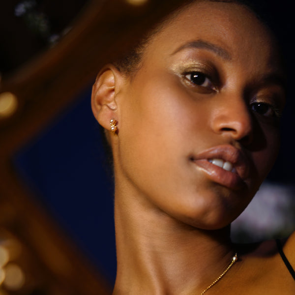 Sun Flower:Double Row Pearl Earrings