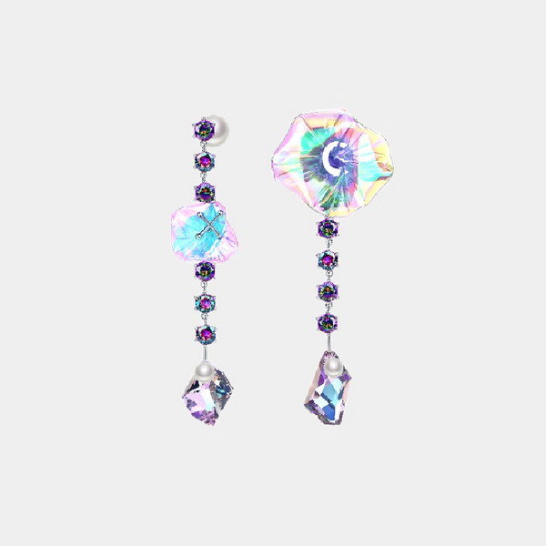 Aquatic Animals: Asymmetric Dazzling Dangle Earrings