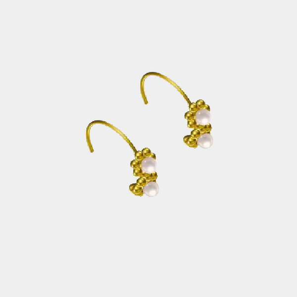Sun Flower:Double Row Pearl Earrings
