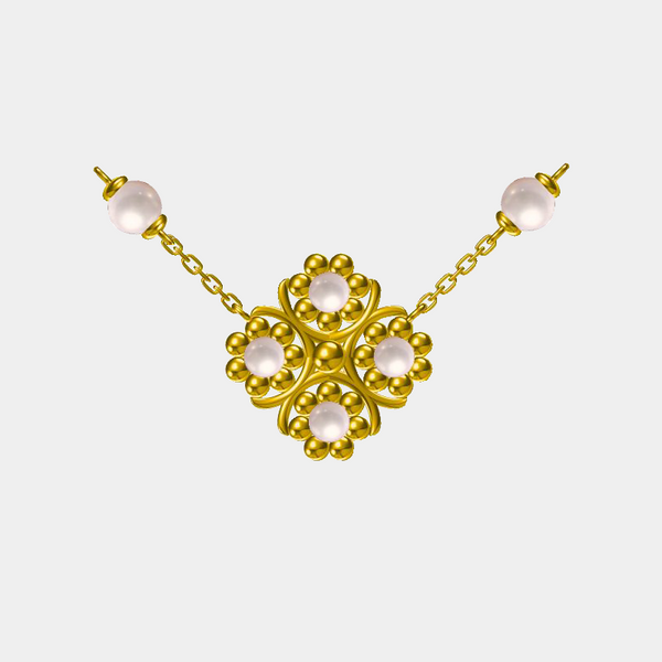 Sun Flower: Four-Pearl Necklace