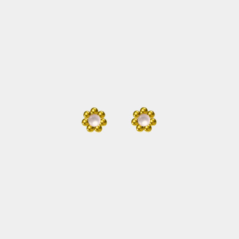 Sun Flower: Single Pearl Earrings