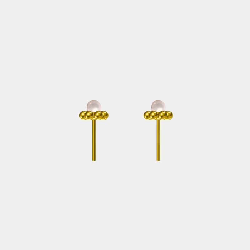 Sun Flower: Single Pearl Earrings