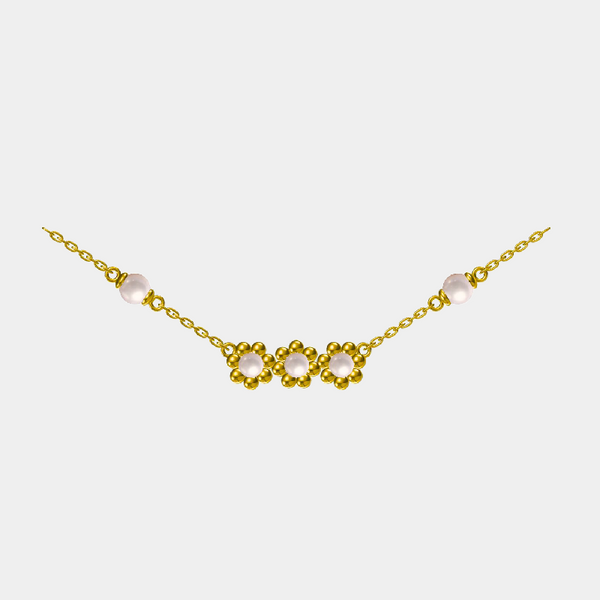 Sun Flower: Three-Pearl Necklace